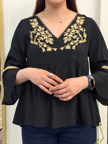 شومیز مشکی گلدوزی شده مجلسی